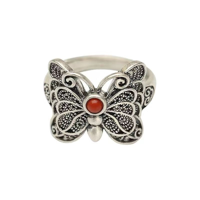 Wholesale retro  personalized Elegant Butterfly adjustable ring