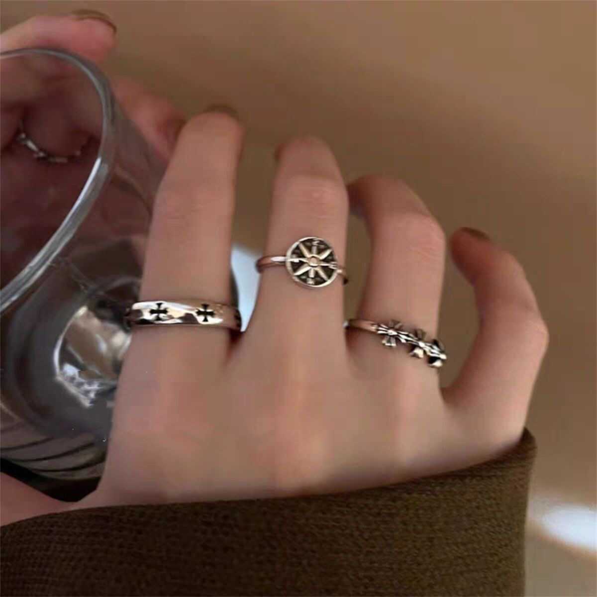 Wholesale Cross Gothic Ring Vintage Retro Relief Design Adjustable Unisex Fashion Accessory Gift