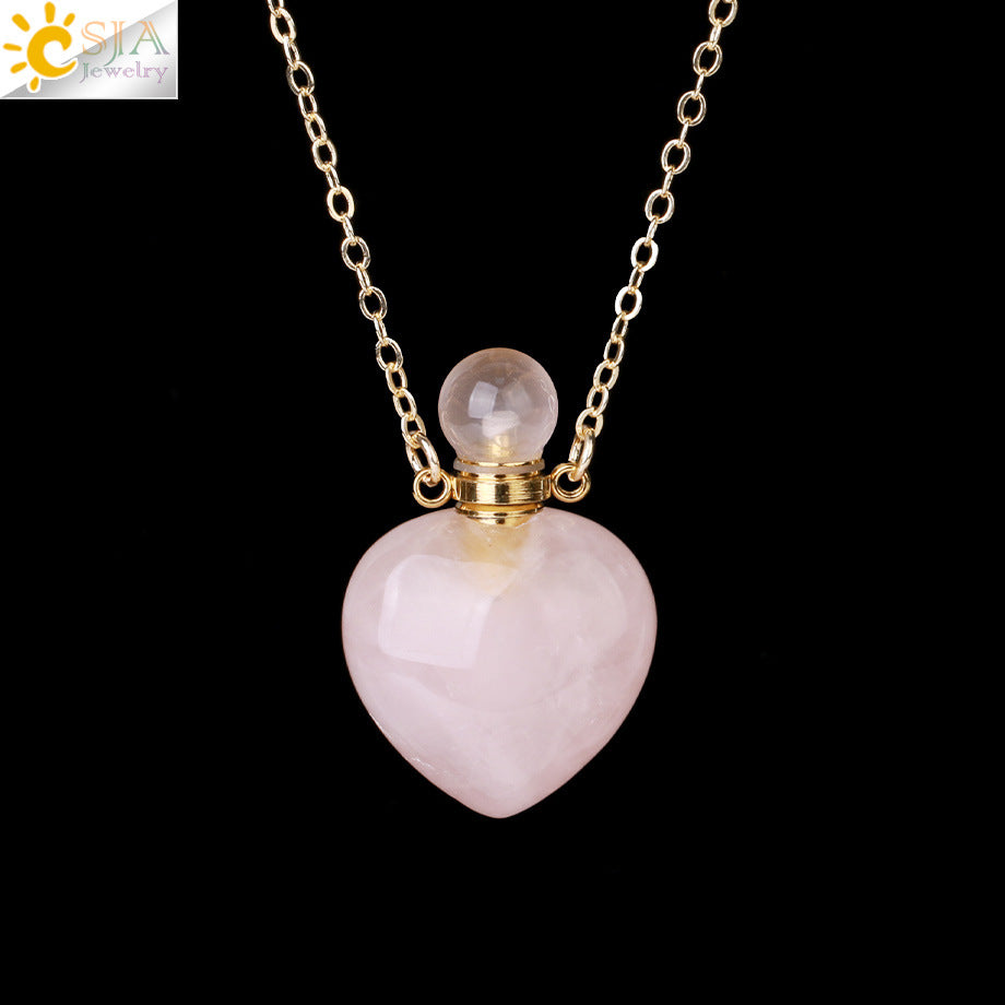 Wholesale Natural Stone Crystal Perfume Bottle Necklace ACC-NE-HuaiShe001