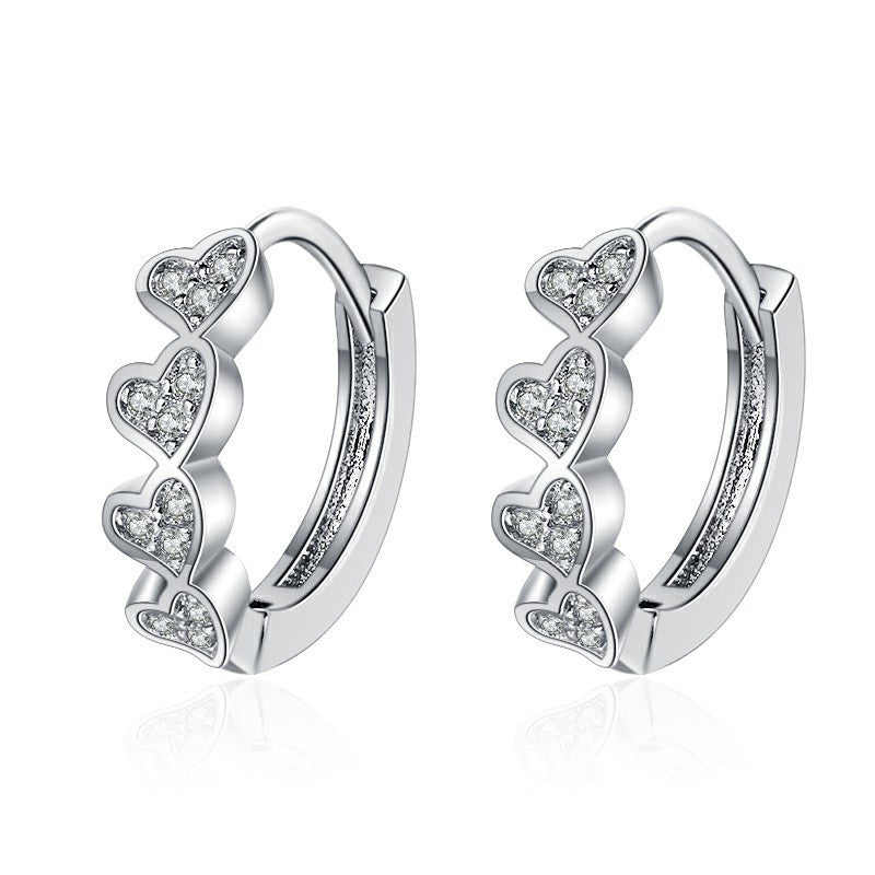 Wholesale Copper heart-shaped zircon earrings