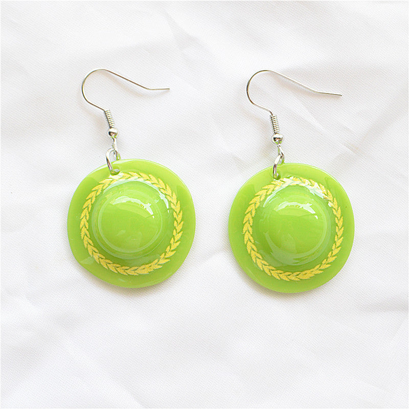 Wholesale Creative Summer Cool Vacation Acrylic Sheet Colorful Hat Earrings ACC-ES-XN030
