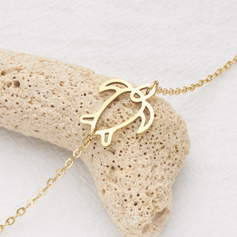 Wholesale Stainless Steel  Gold Turtle Hollow Pendant Bracelet