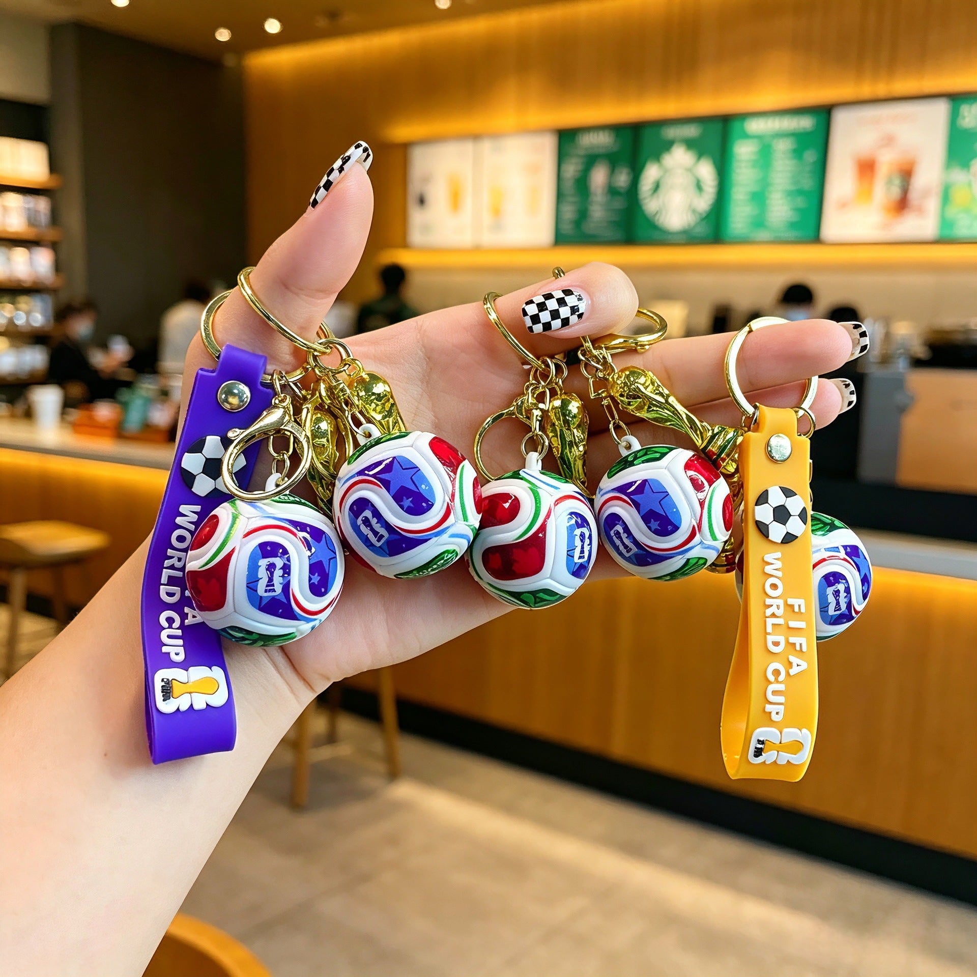 Wholesale PVC World Cup Soccer Keychain Cartoon Bag Charm Car Key Accessory