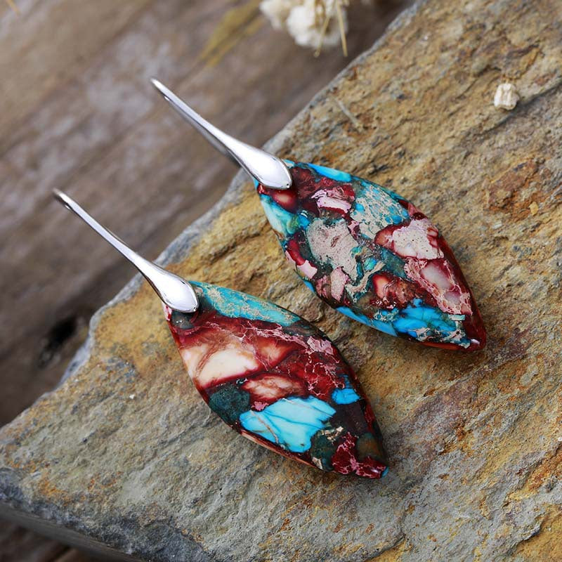 Wholesale Bohemian Imperial Stone Leaf Turquoise Earrings ACC-ES-LZ003