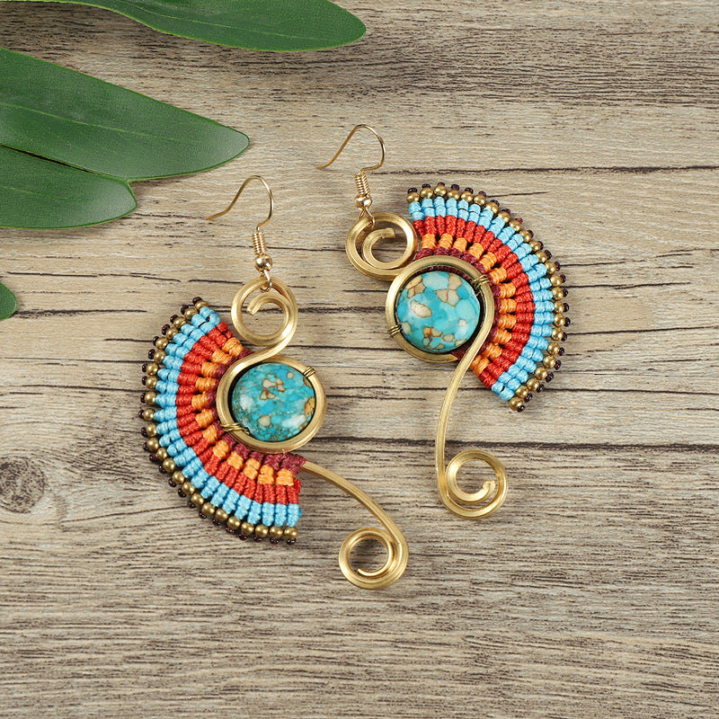 Wholesale Boho Ethnic Style Earrings Hand Braided Vintage Earrings Bohemian ACC-ES-Luox001