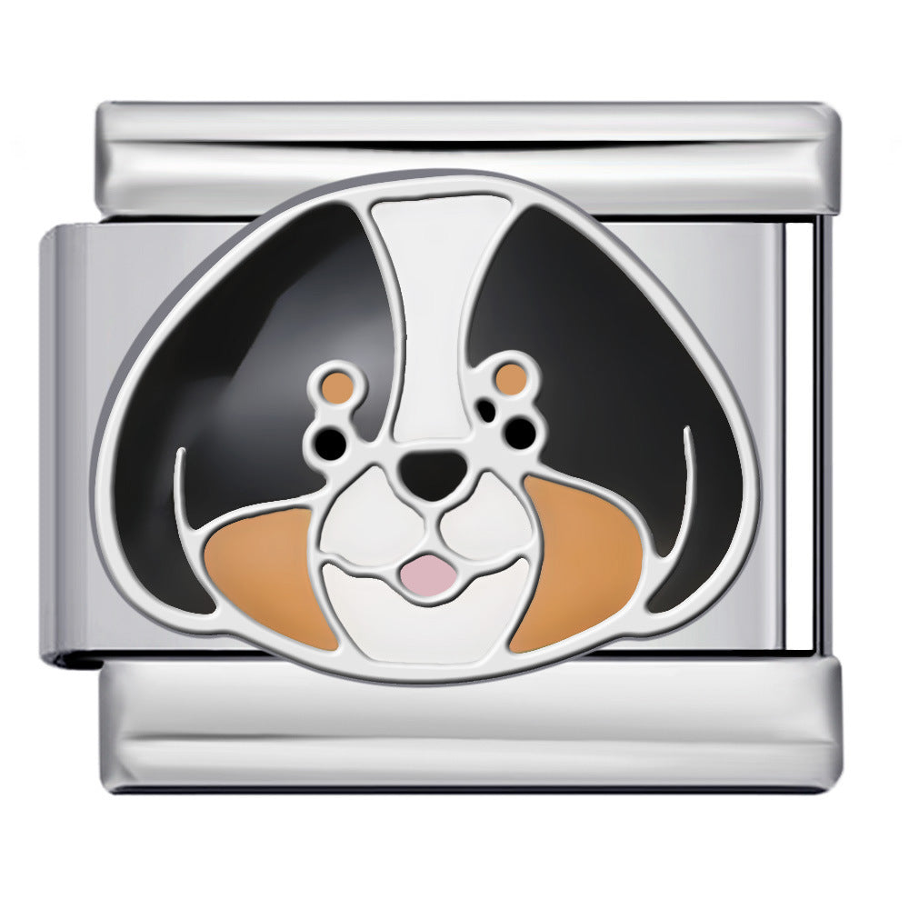 Wholesale Italian Charm Bracelet 9mm DIY Splicing Cute Cartoon Dog Stainless Steel Composable Bracelet