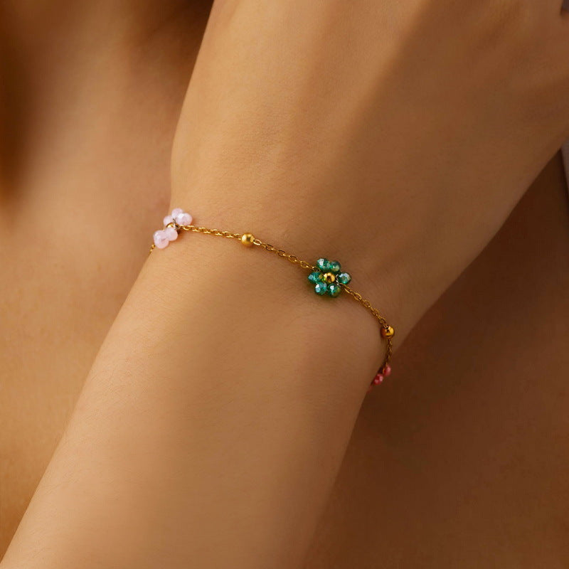 Wholesale  Diamond-encrusted Butterfly Daisy Bracelet