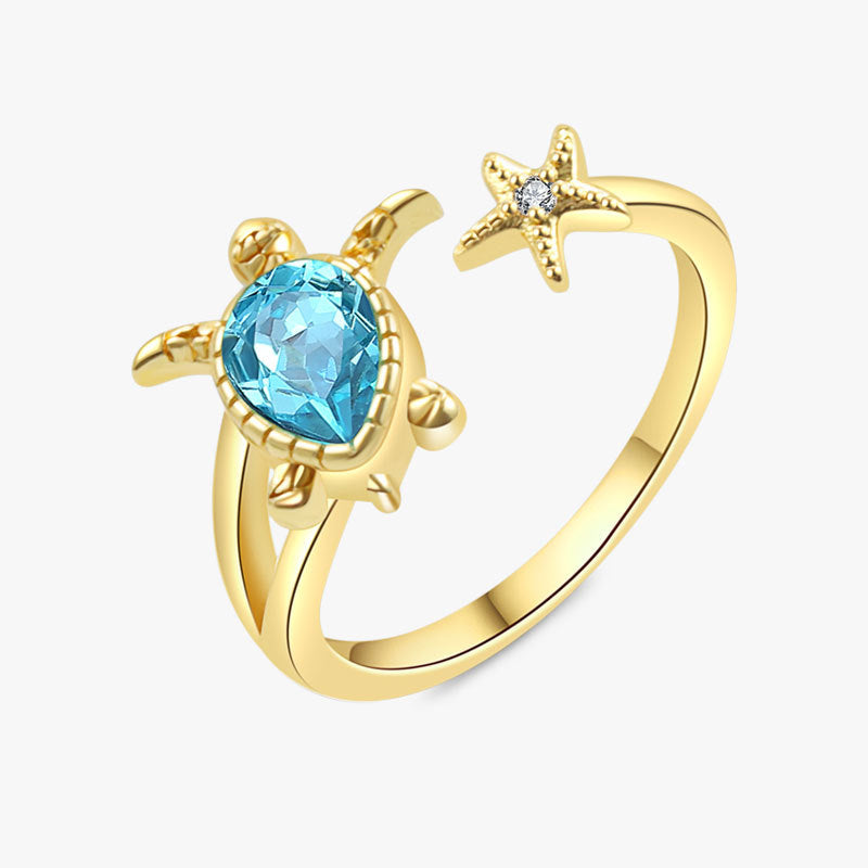 Wholesale Copper Electroplated White Gold Ocean Animal Ring Women' s Fashion Jewelry Accessory