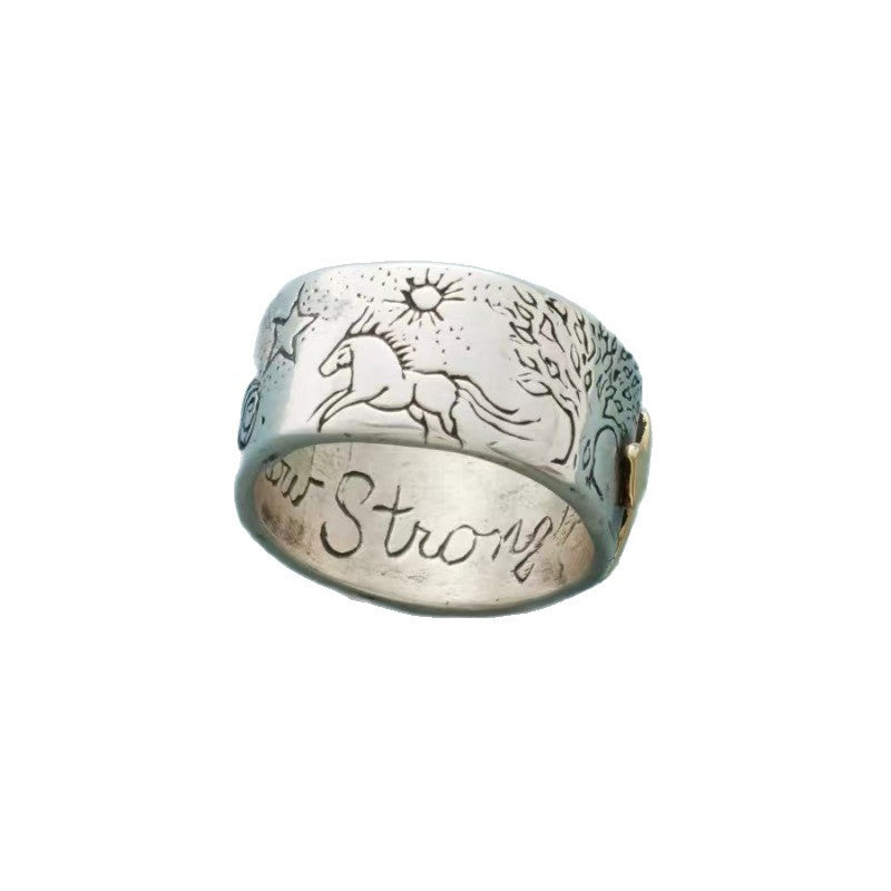 Wholesale Distressed Engraved Symbol Ring