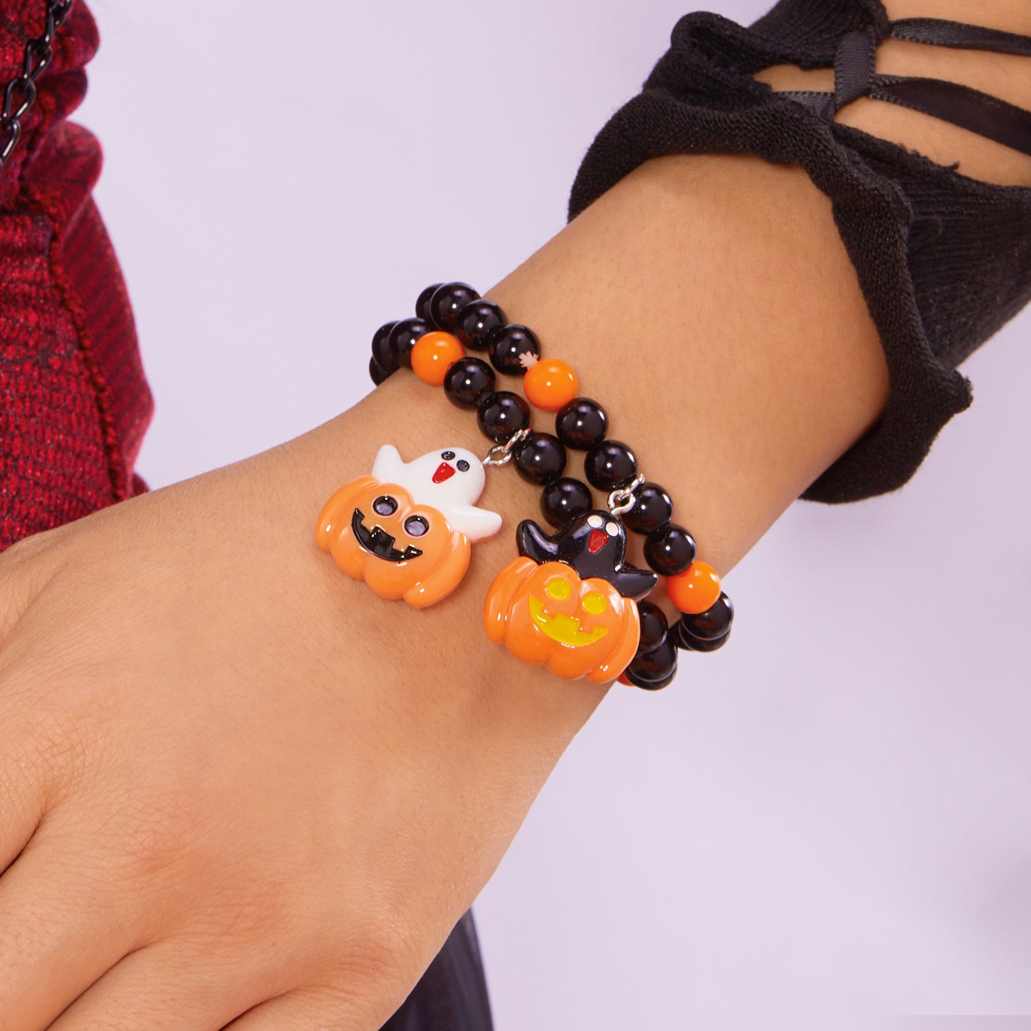 Wholesale Halloween Pumpkin Cat Couple Bracelet