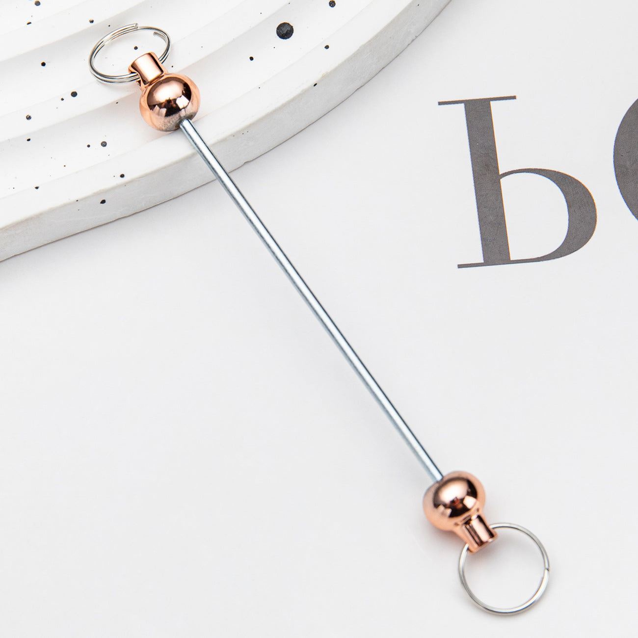 Wholesale  DIY beadable  gradient color handmade beaded keychain