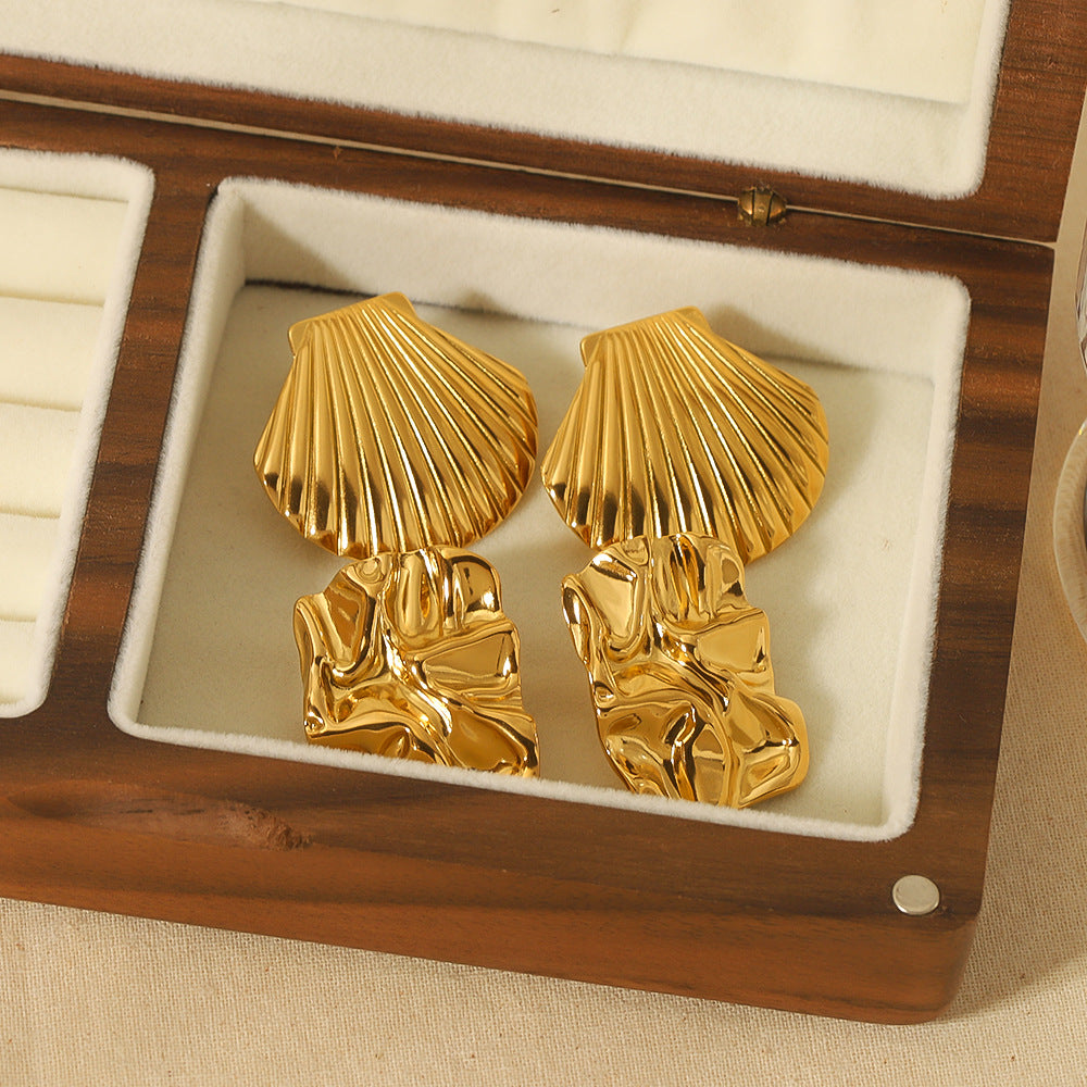 Wholesale Shell Earrings 18K Gold Stainless Steel Earrings ACC-ES-LiQuan004