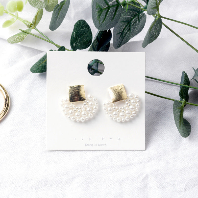 Wholesale Silver Needle Pearl  Rose Bow Front and Back Large Earrings