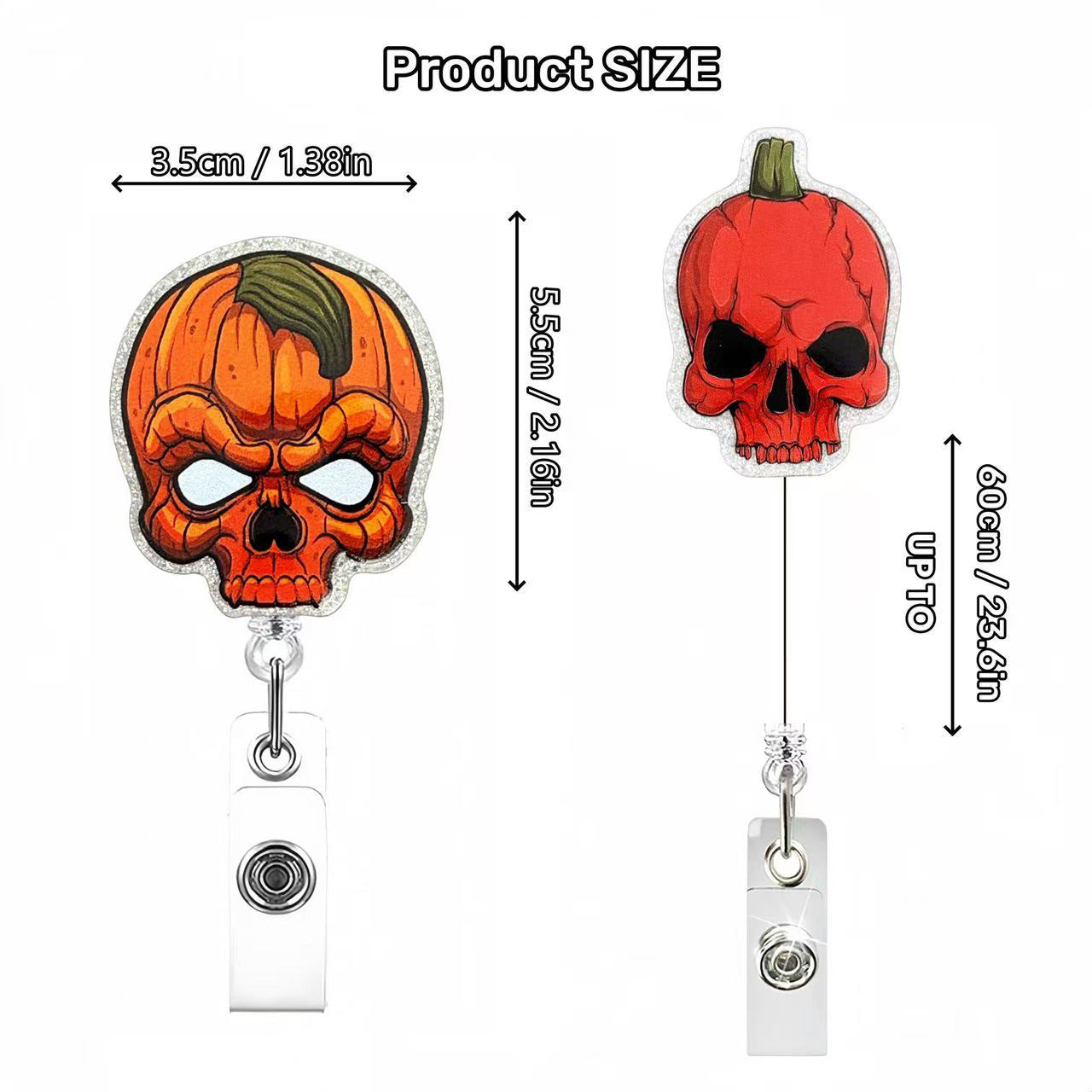 Wholesale Acrylic Retractable Badge Reel Lanyard  Pumpkin Design Nurse ID Card Holder Fashion Accessory Boutique Resale