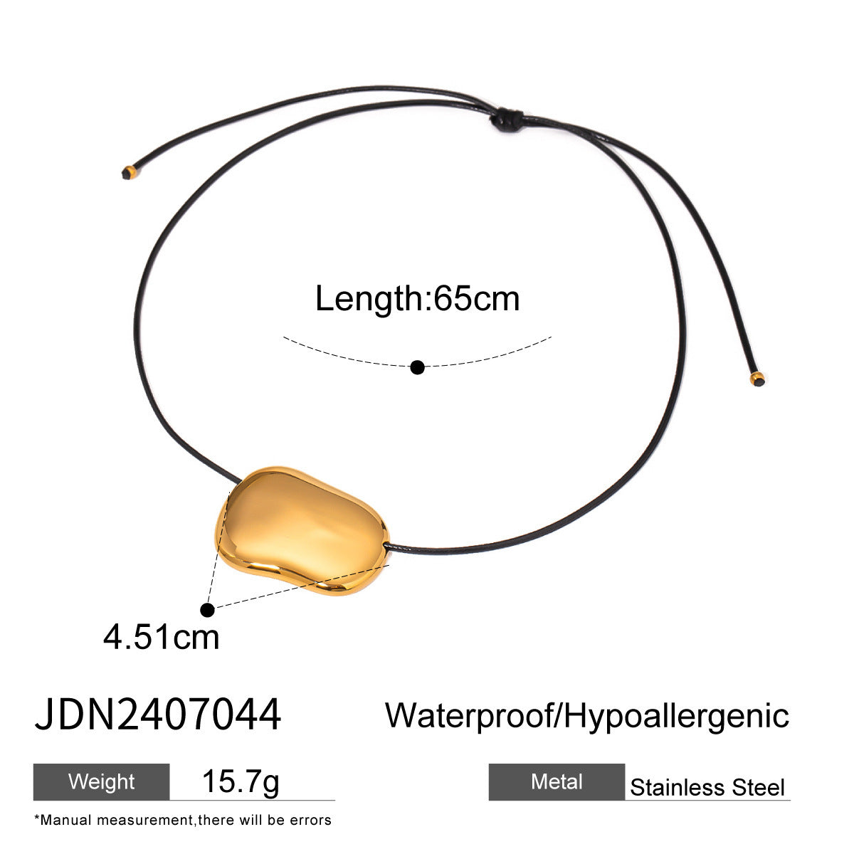 Wholesale  Stainless Steel Starfish Geometric Black Rope Necklace