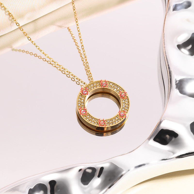 Wholesale Starry Sky Gold Plated Disc Pendant Necklace,  Chic Fashion Jewelry Gift for Women