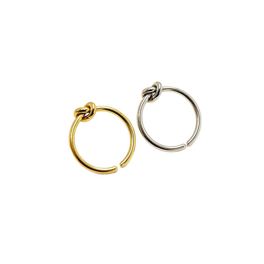 Wholesale Stylish Knot Ring Titanium Steel 18K Gold Plated Adjustable Open Band Unisex Fashion Jewelry Accessory For Party And Gift