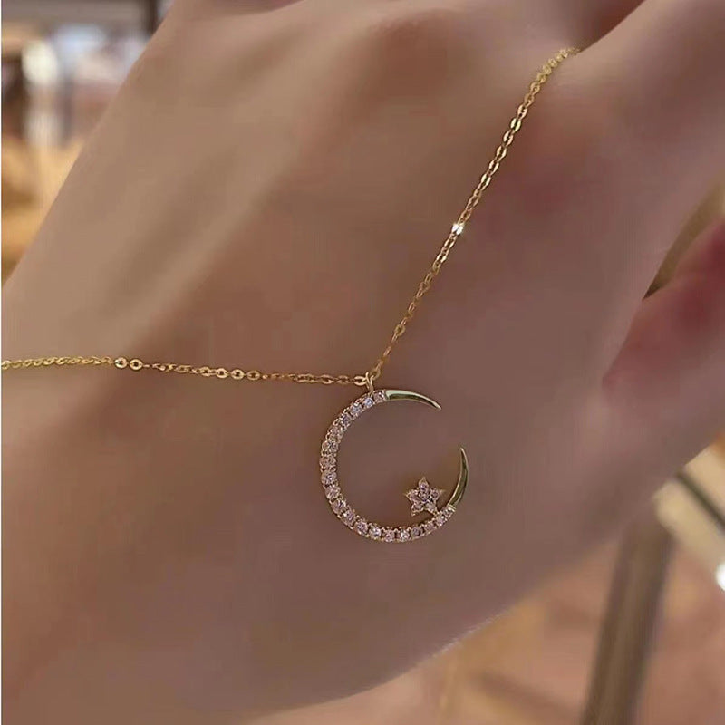 Wholesale States New Full Diamond Star Moon Necklace