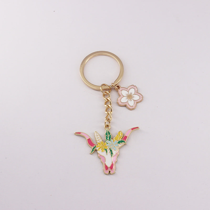 Wholesale Western Style Bull Head Wreath Alloy Keychain ACC-KC-QiChen003