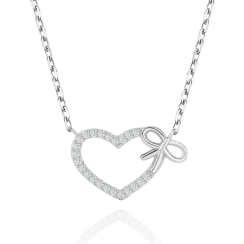 Wholesale bow heart shaped diamond alloy necklace ACC-NE-XunOu008