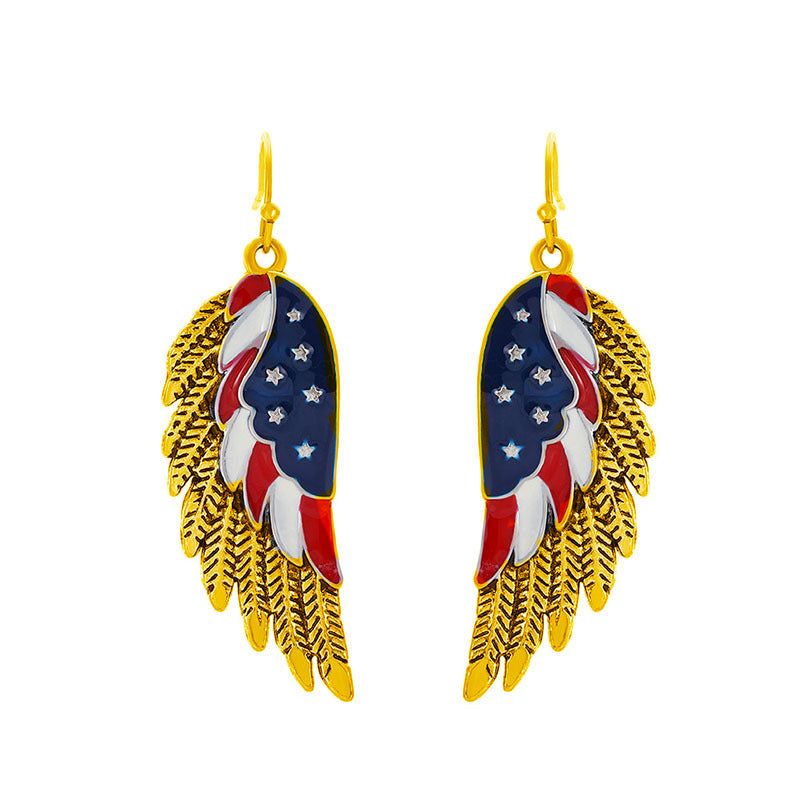 Wholesale American Independence Day Flag Feather Boots Alloy Earrings ACC-ES-YiYuan002