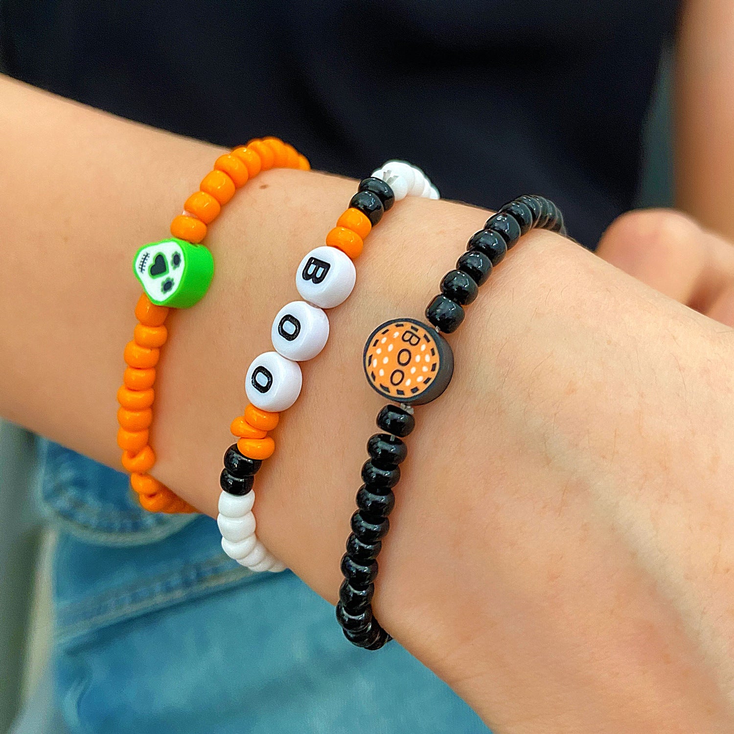 Wholesale  Alphabet Bead Bracelet Set Bohemian Ghost Pumpkin Jewelry Accessory for Women Festival Gift