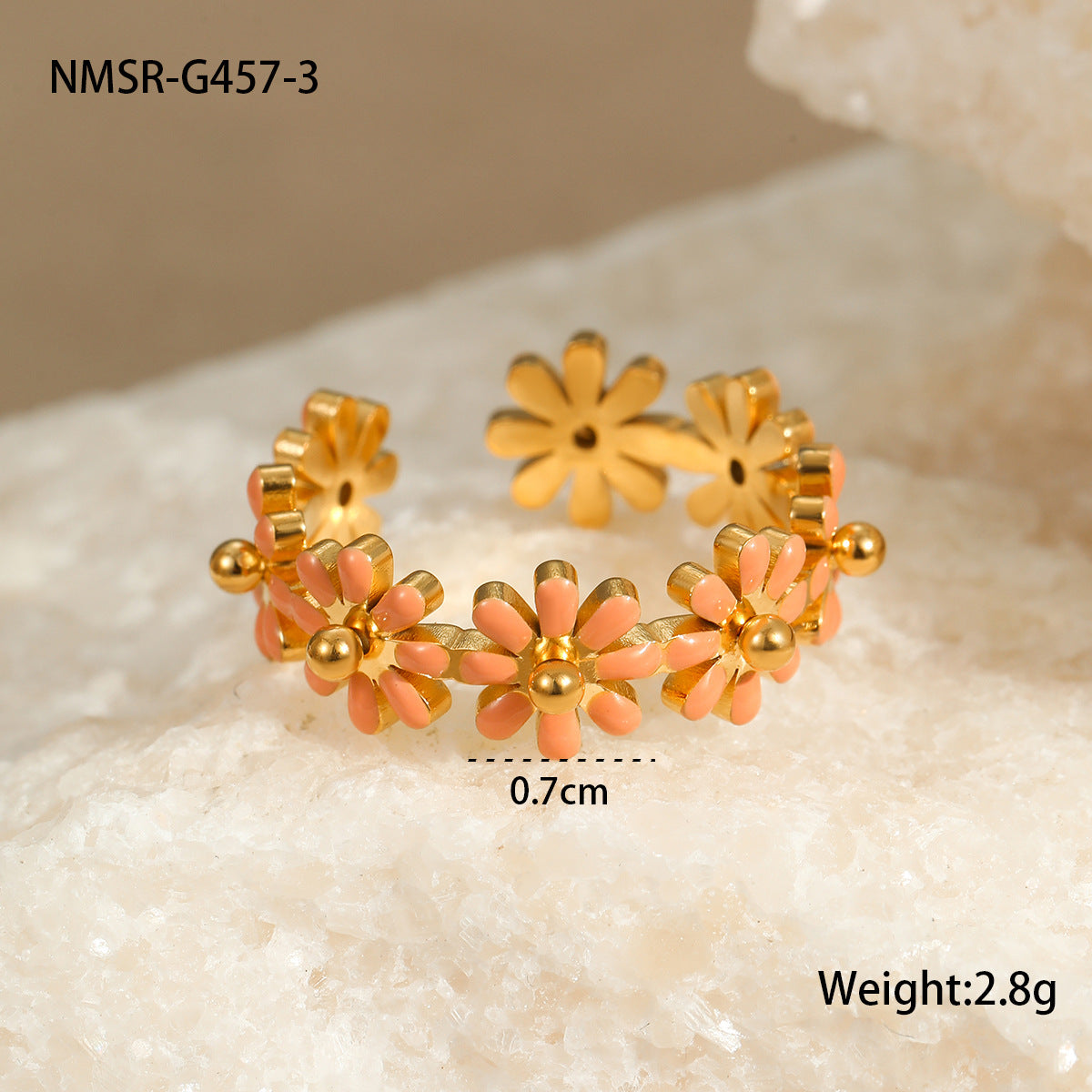 Wholesale flower ring stainless steel 18k gold  ring