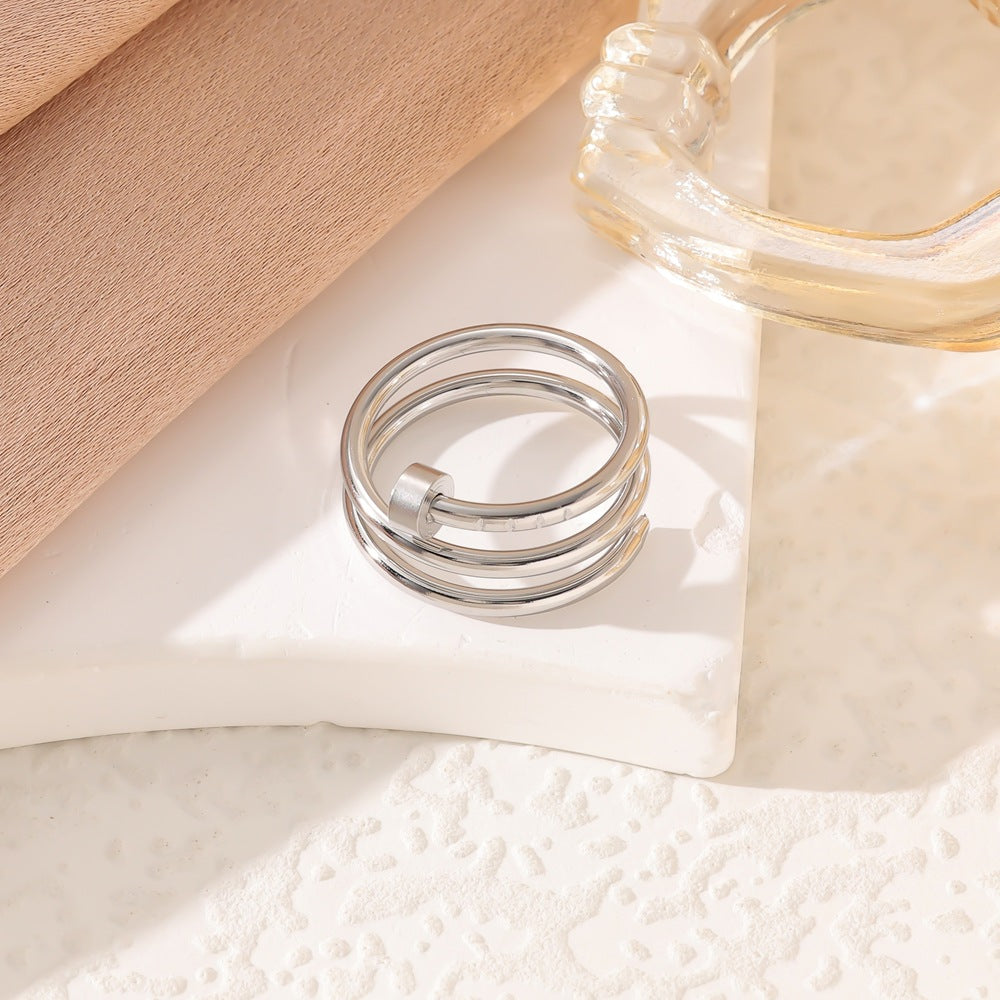 Wholesale Fashion Versatile Three-Ring Nail Ring for Women Light Luxury
