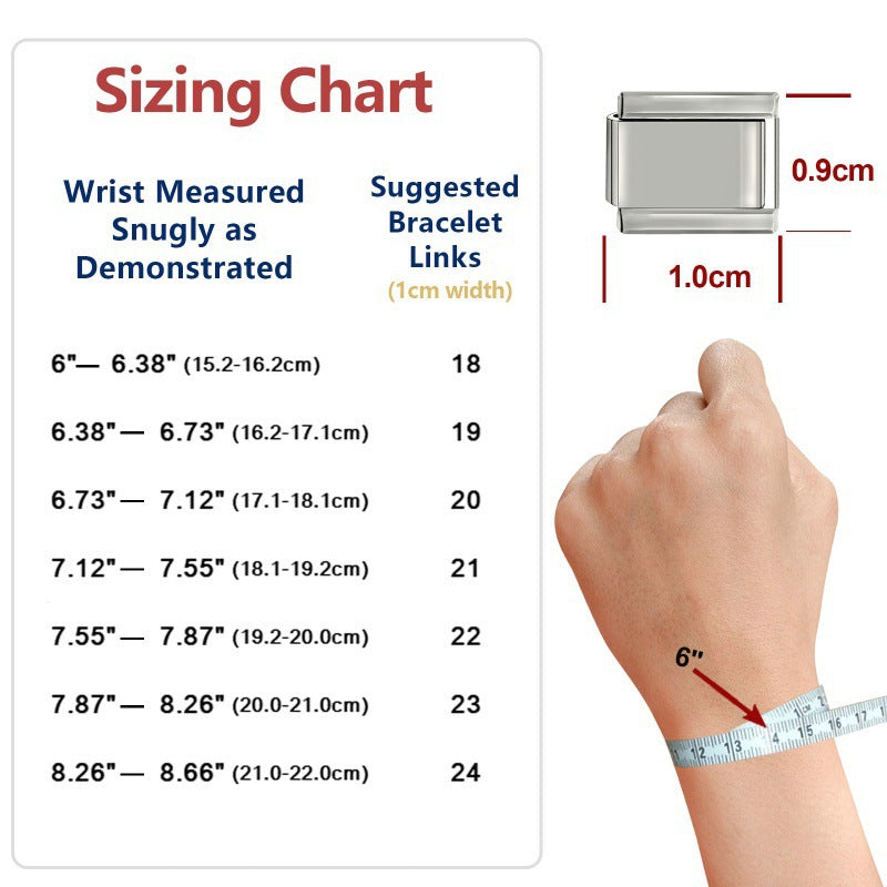 Wholesale Titanium Steel Enamel Flower Pattern Italian Charm Bracelet,  DIY Bracelet for Jewelry Making,  Fashion Accessory