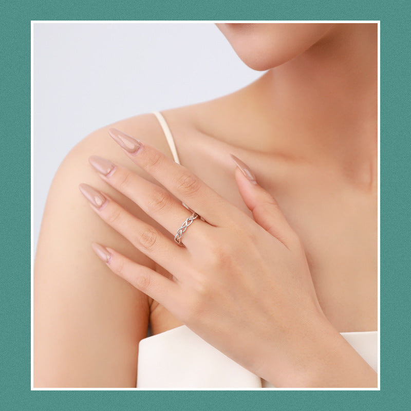 Wholesale s925 Sterling Silver Irregular Line Hollow Niche Design Ring