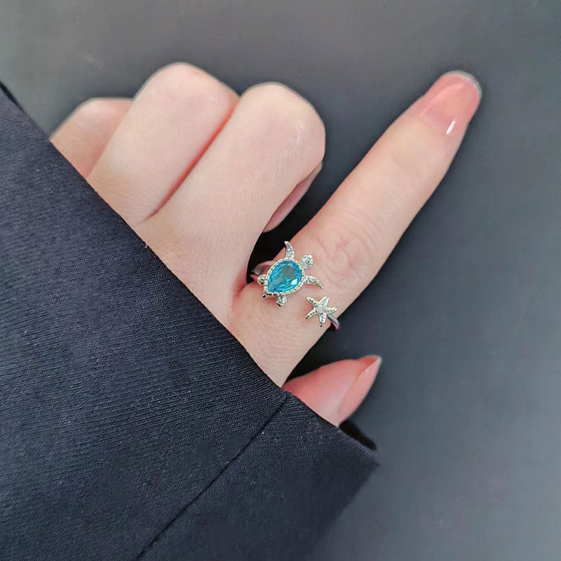 Wholesale Copper Electroplated White Gold Ocean Animal Ring Women' s Fashion Jewelry Accessory