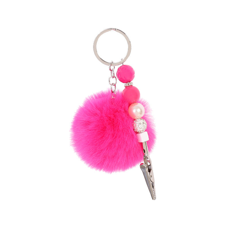 Wholesale Contactless Alligator Clip Bank Card Remover Fur Ball Beaded Metal Keychain ACC-KC-ZhiYa021