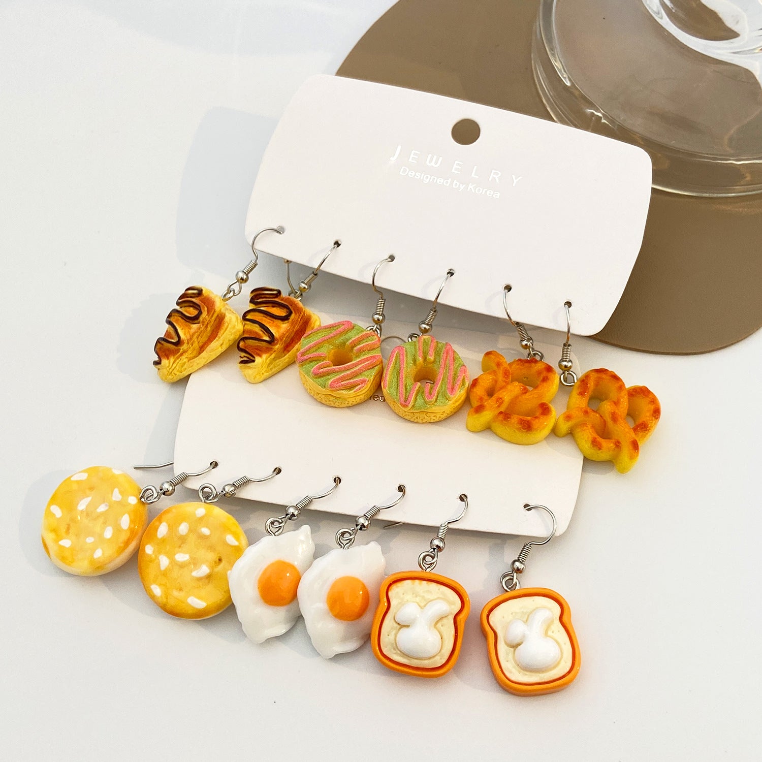 Wholesale Funny Donut Earrings Set For Women White Plastic Resin Party Gift Boutique Resale