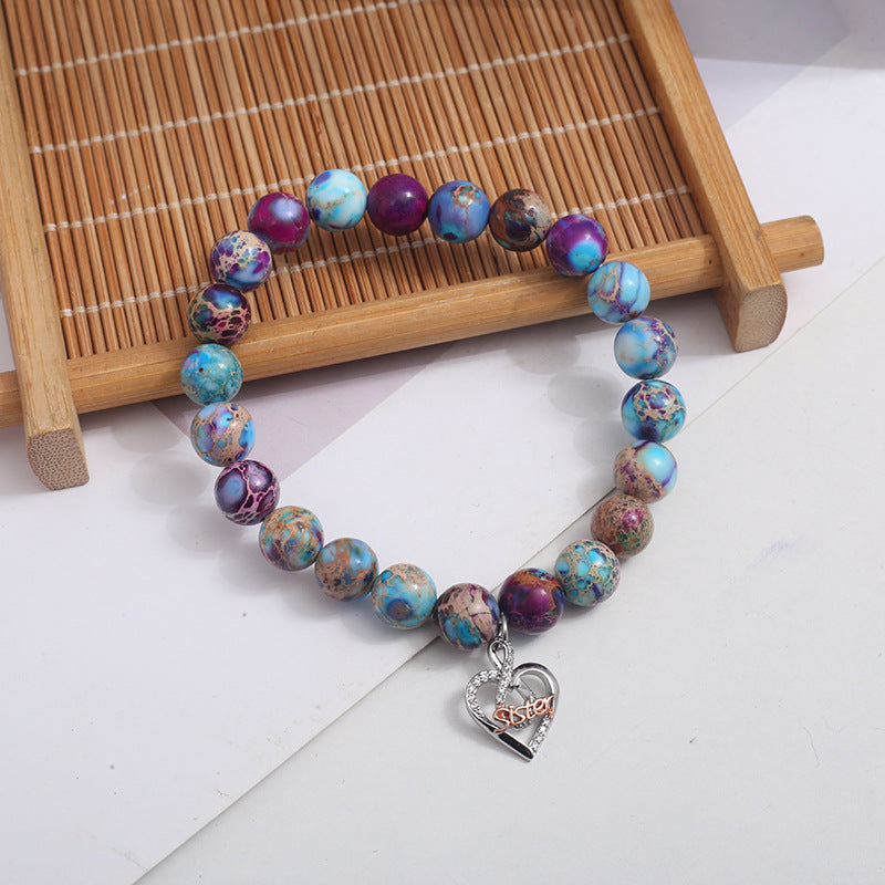 Wholesale Colorful Emperor Stone Bracelet Love Pendant Bracelet Heart Bracelets ACC-BT-Yima010