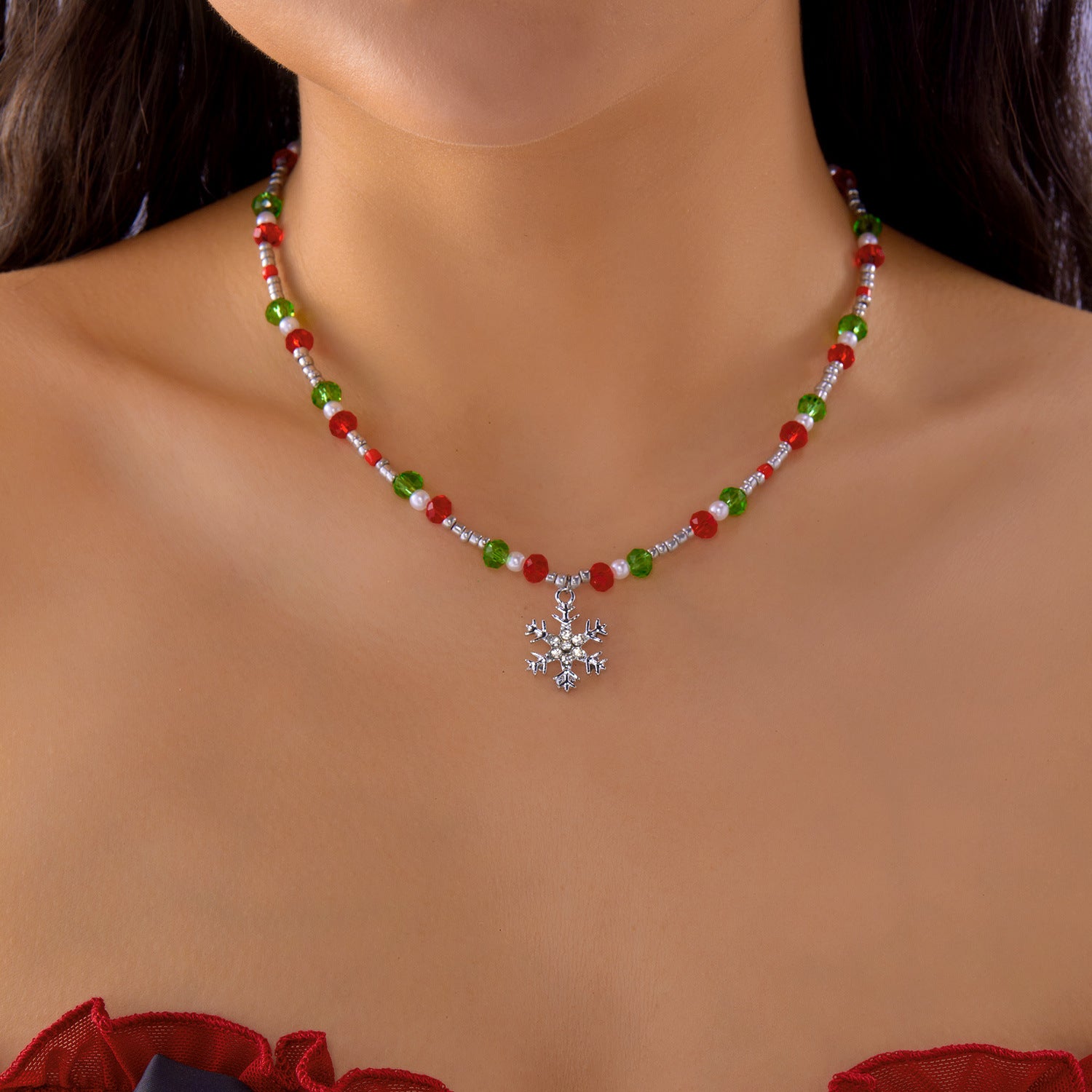 Wholesale Christmas Tree Snowflake Necklace