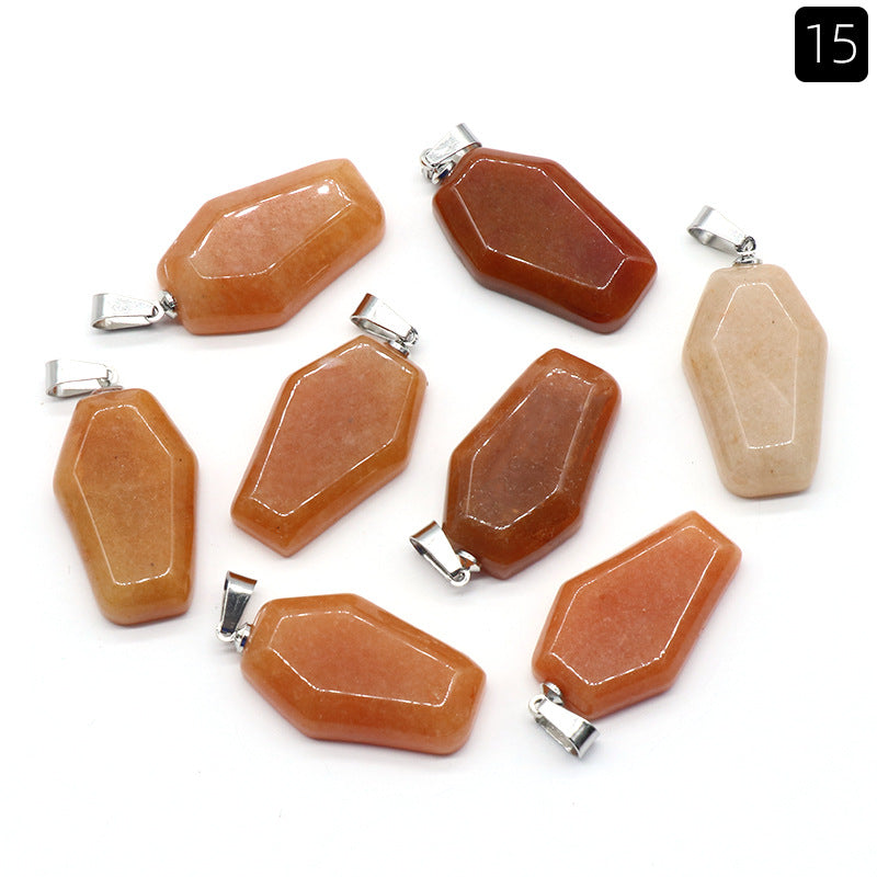 Wholesale Mini Coffin Board Natural Crystal Stone Coffin Board Necklace Pendant ACC-PT-KeSuo004