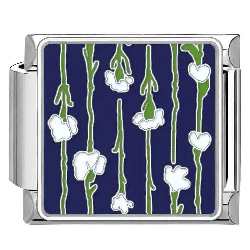Wholesale DIY modular bracelet with floral pattern,  original design,  Italian Charms Bracelet
