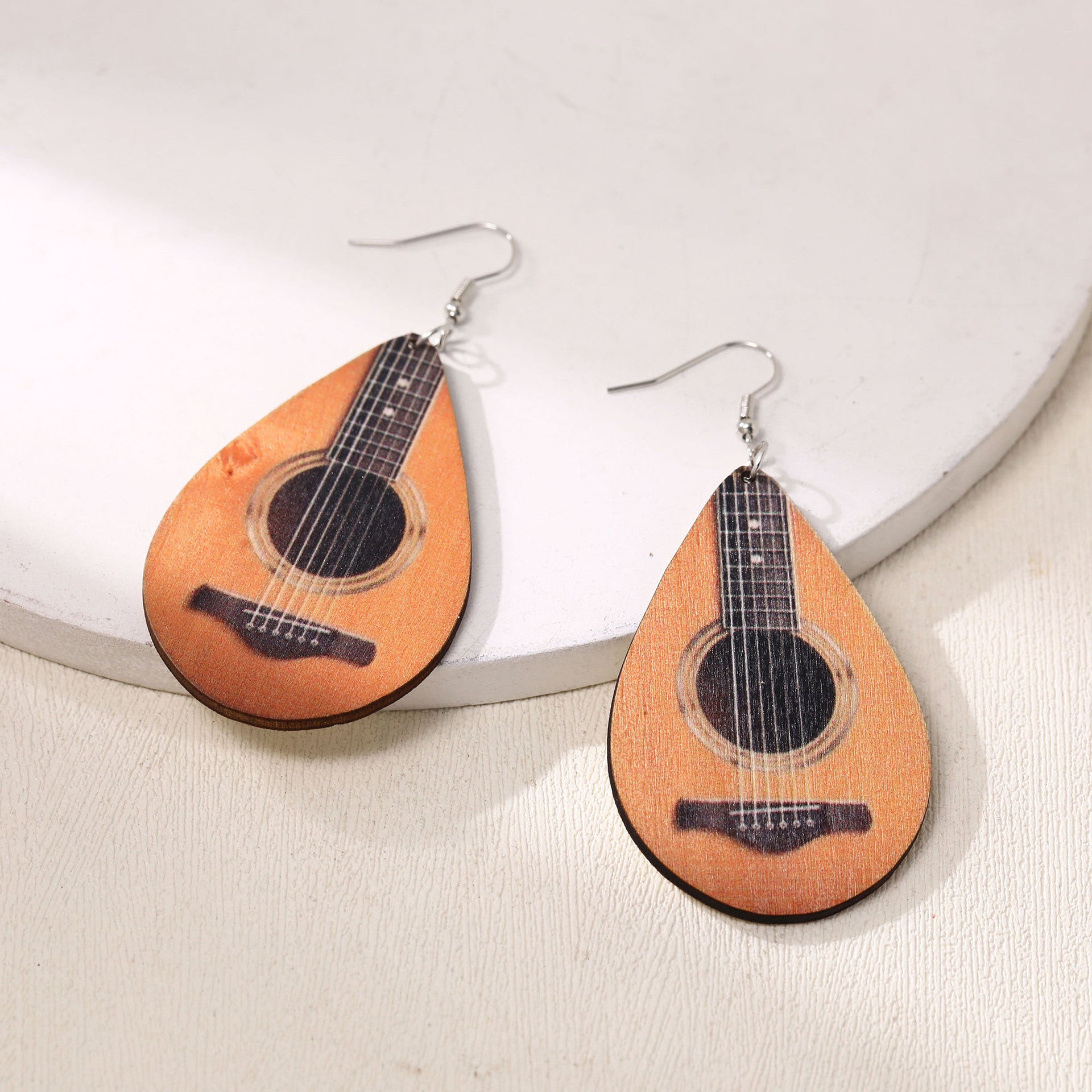 Wholesale wooden earrings  guitar high sense earrings