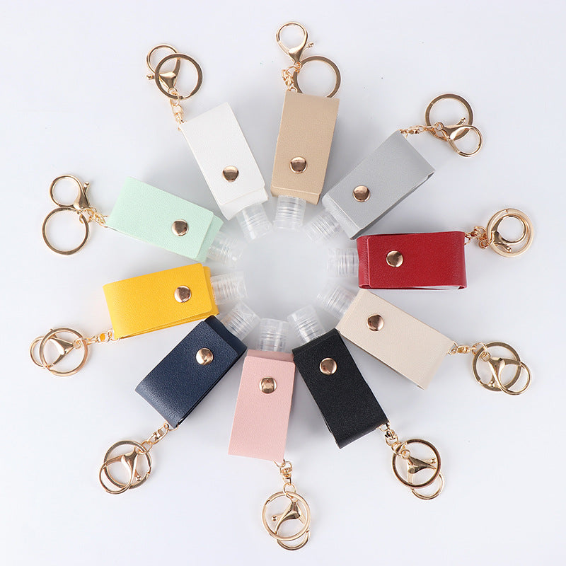 Wholesale PU Leather Keychain 30Ml Hand Sanitizer Bottle Case Boutique Resale European Style White