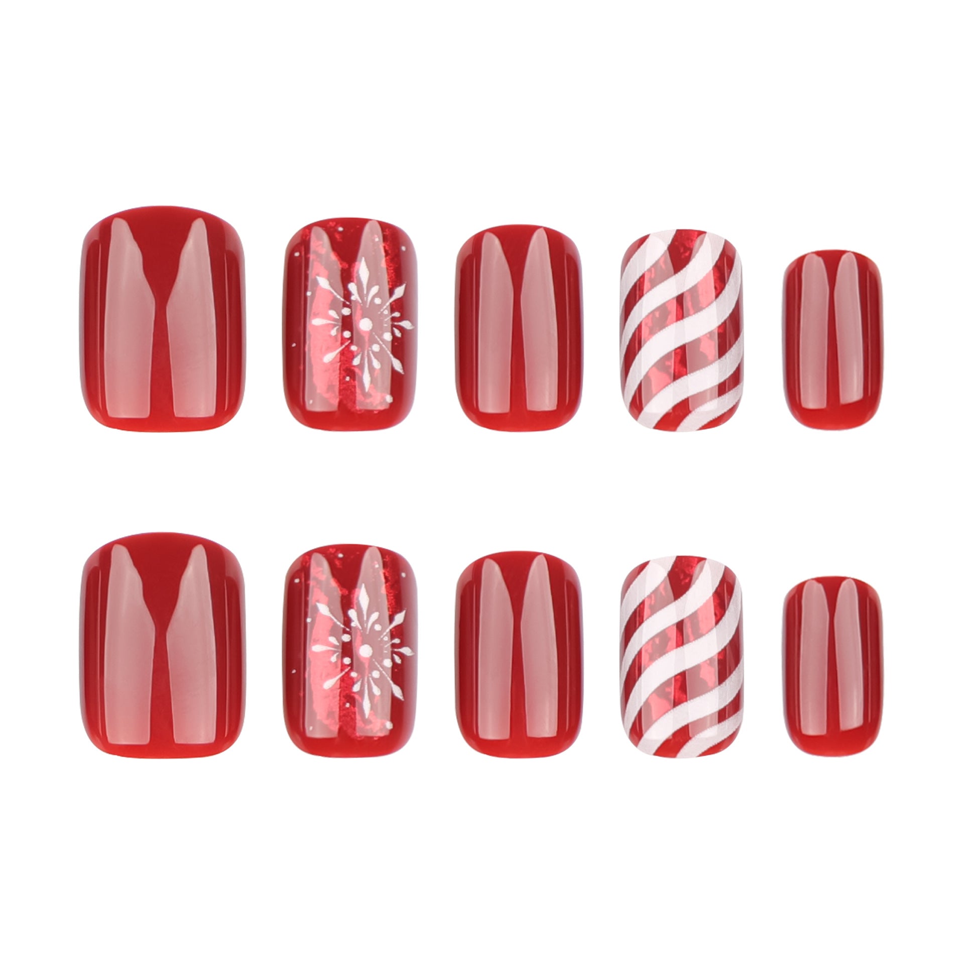 Wholesale 24 Pieces/box Christmas Red Candy Pattern Press-on Nails Kits Nail Stickers ACC-NS-LeFan091
