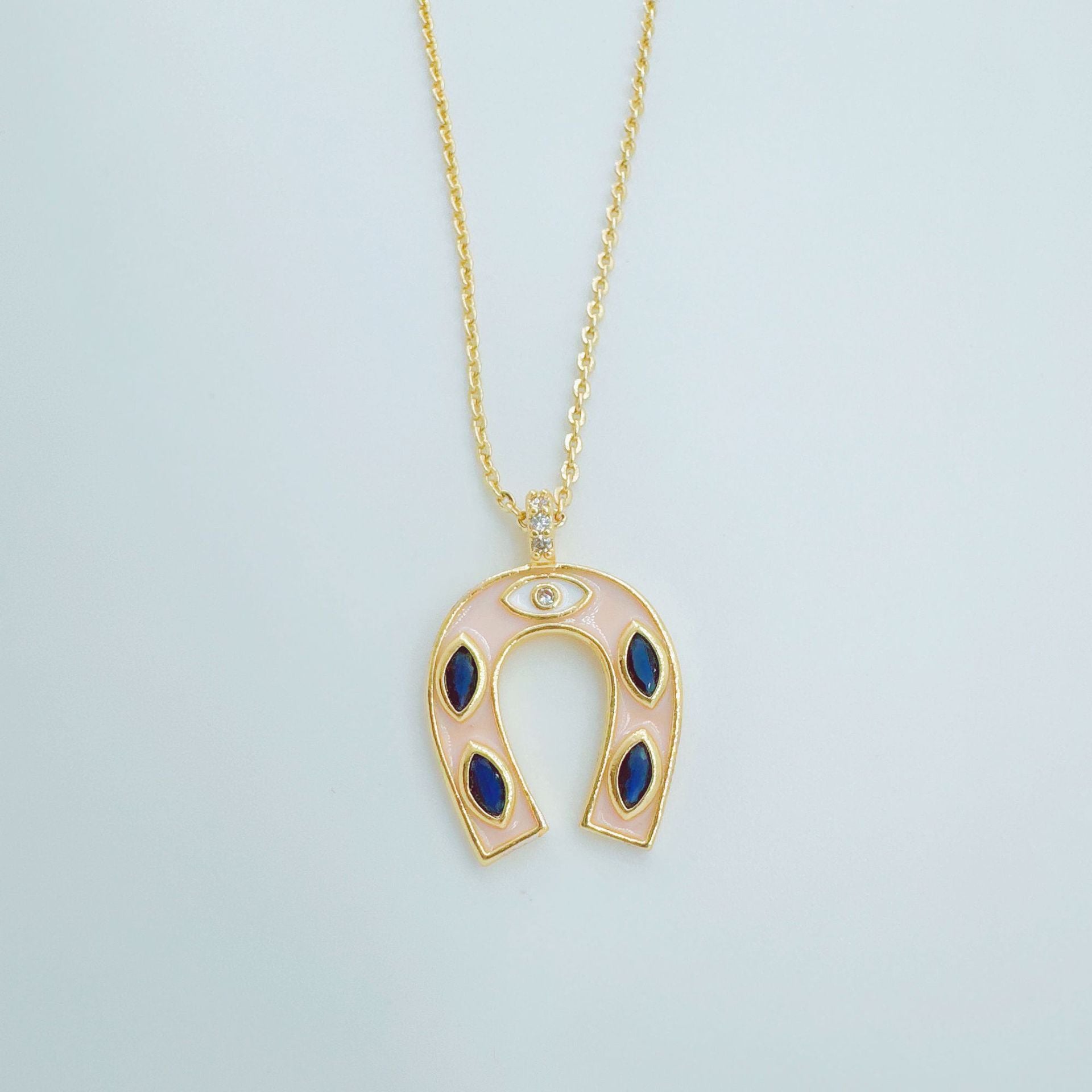 Wholesale Copper 18K Gold Plated U-Shaped Zircon Necklace Fashion Accessory