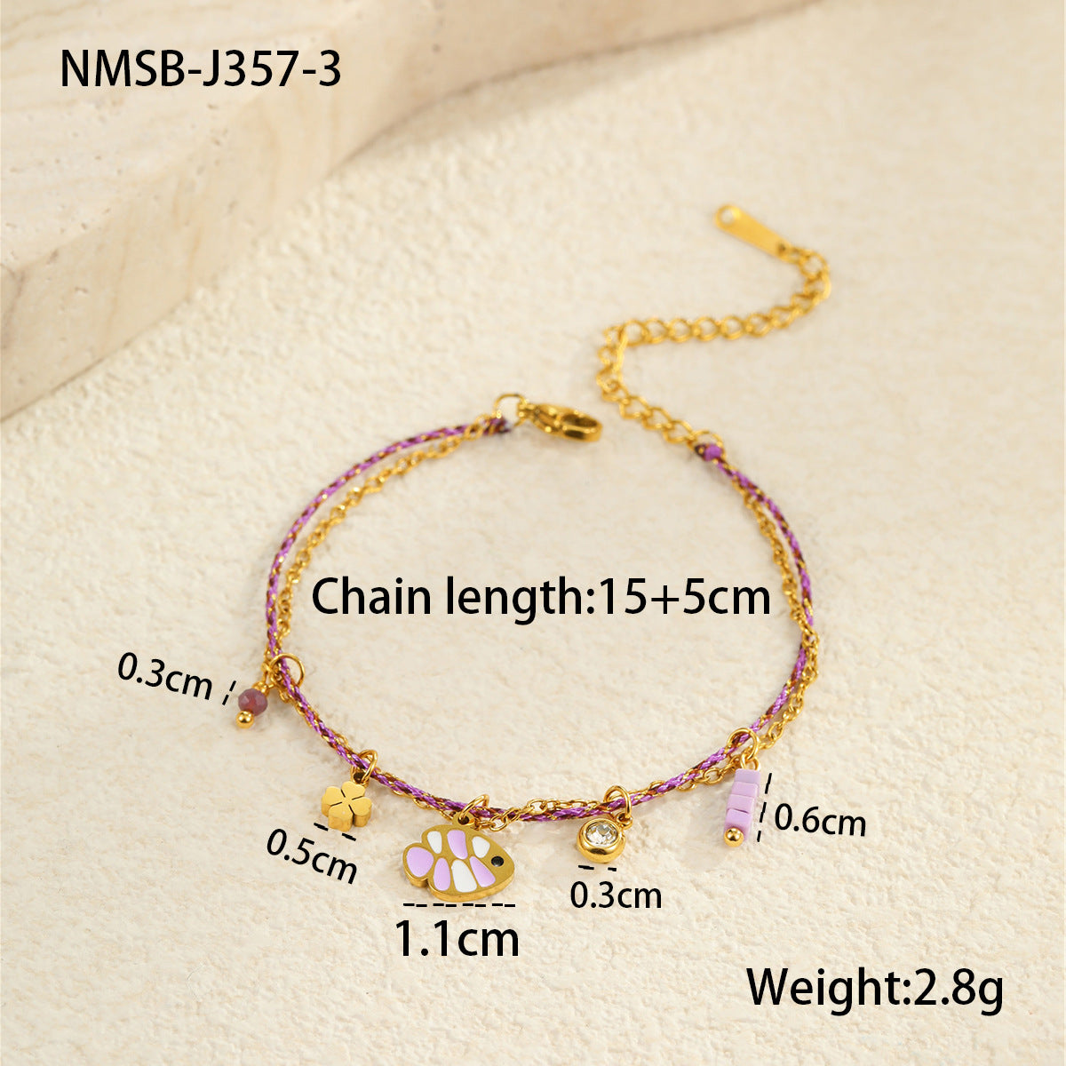 Wholesale  Ocean Braided Rope Bracelet Stainless Steel Plated 18K Gold Bracelet