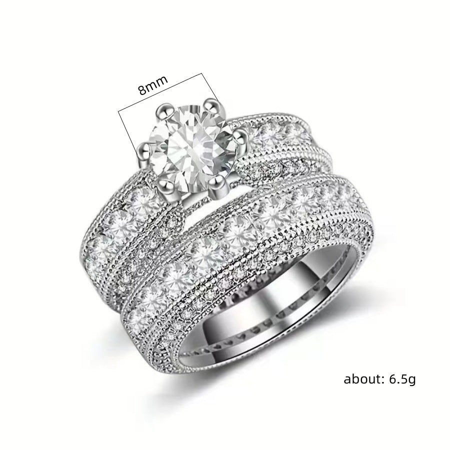 Wholesale  couple ring  micro-inlaid zircon shiny ring
