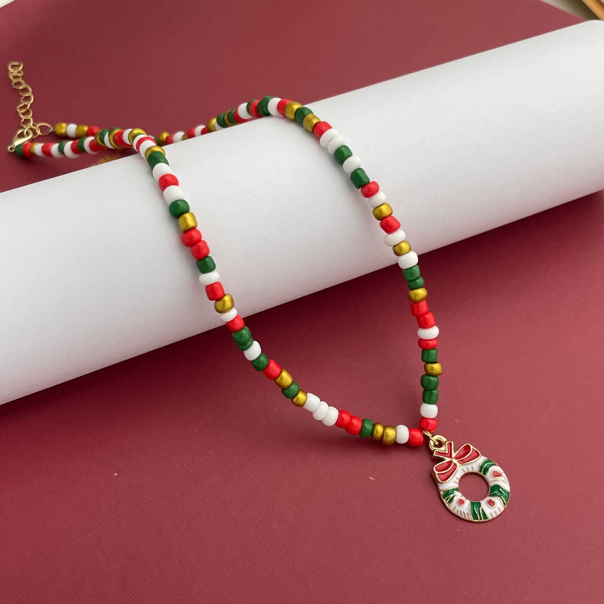 Wholesale Christmas acrylic rice beads necklace
