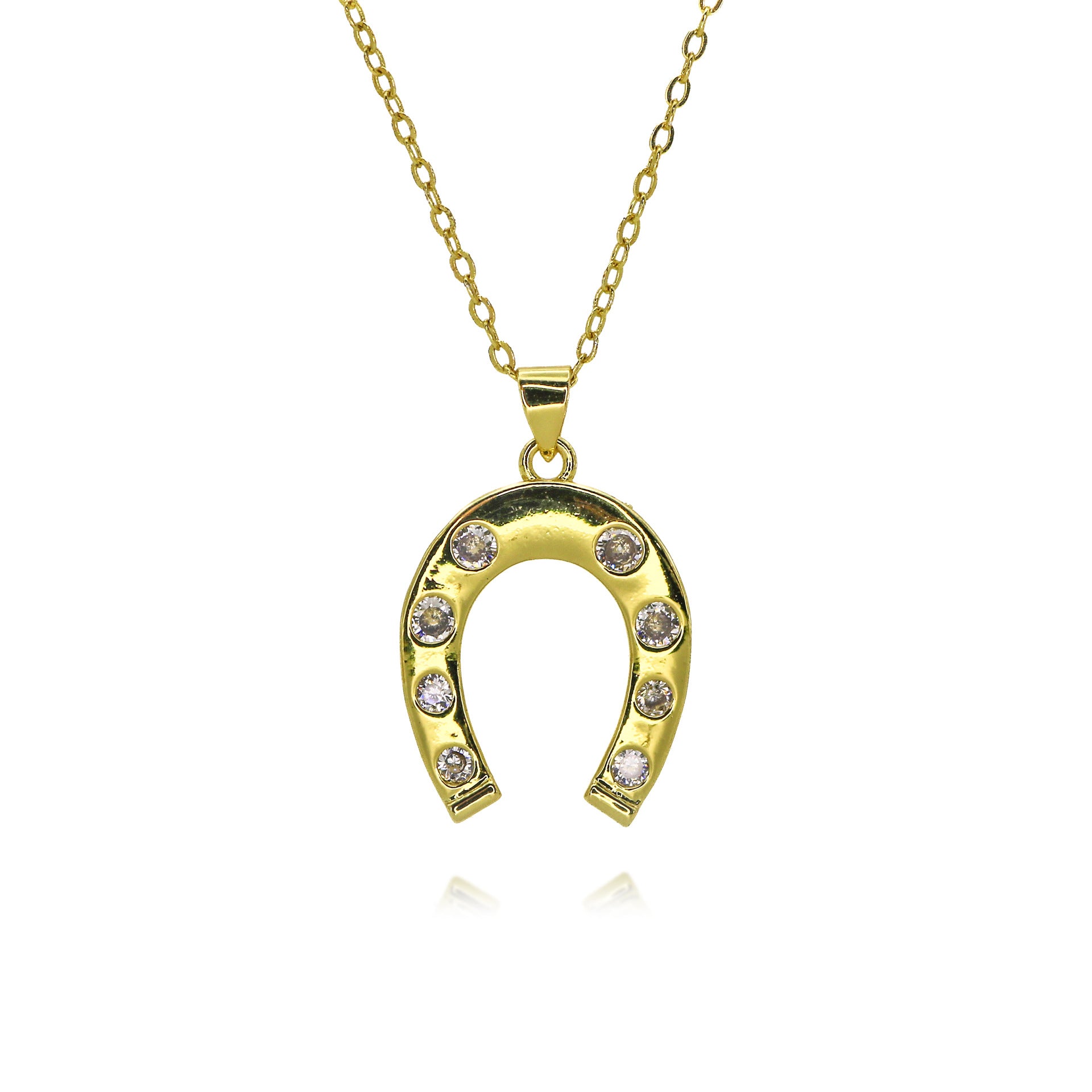 Wholesale  Zircon Copper Micro-inlaid Colorful Zircon Horseshoe Necklace