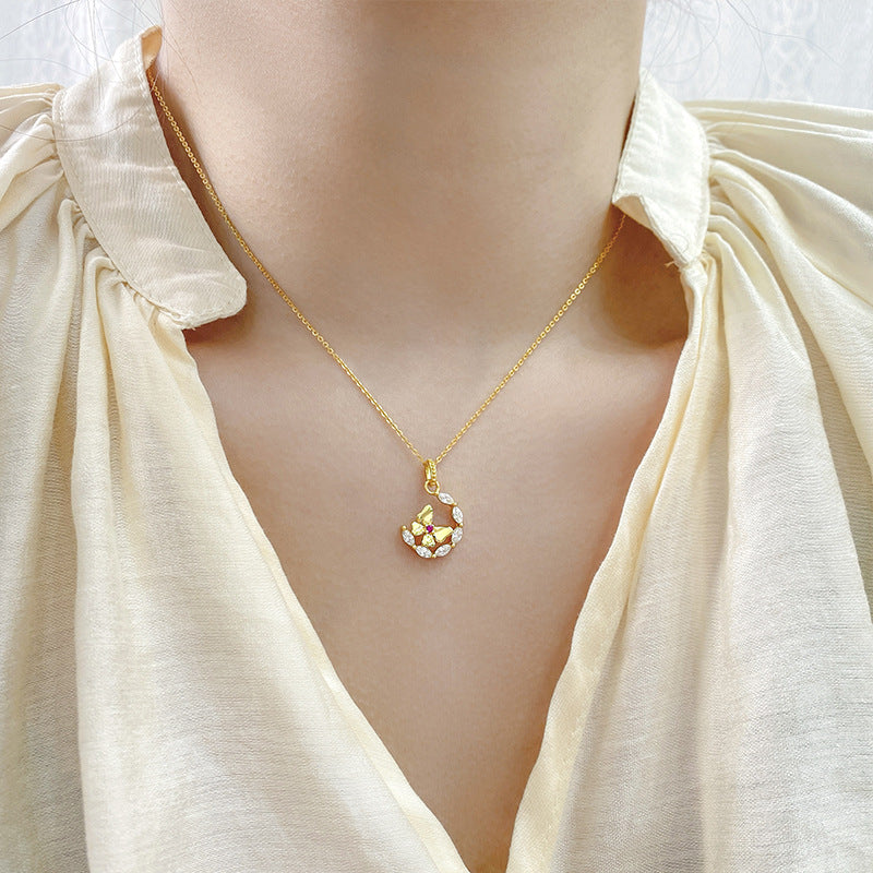 Wholesale  Butterfly Flower  Zirconia Necklace