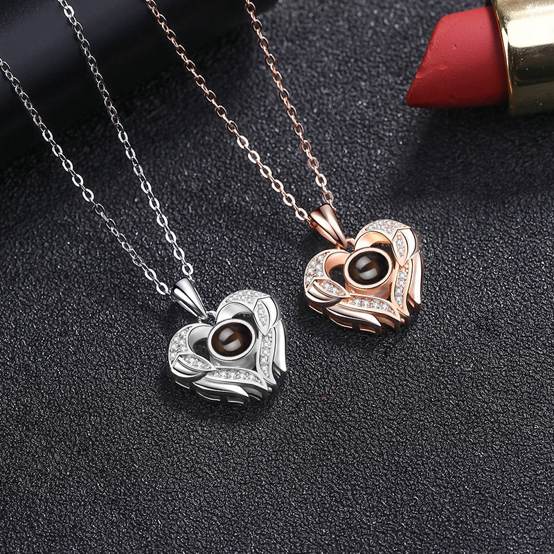 Wholesale s925 Silver Angel Wings Wings projection necklace