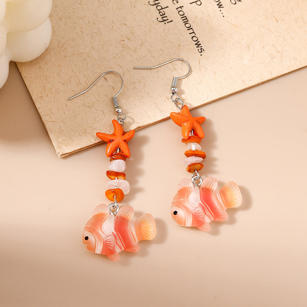 Wholesale  Fashion Clown Fish Ear Hooks Biological Fish Earrings