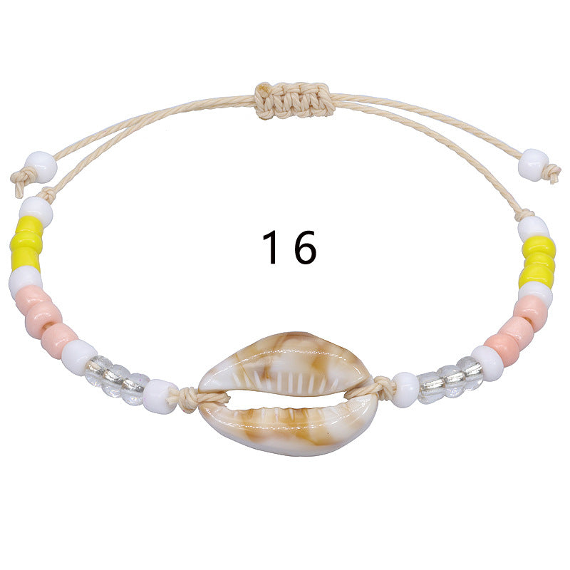 Wholesale Acrylic Shell Bracelet Colorful Rice Bead Weaving Bohemian Hand Rope Bracelet