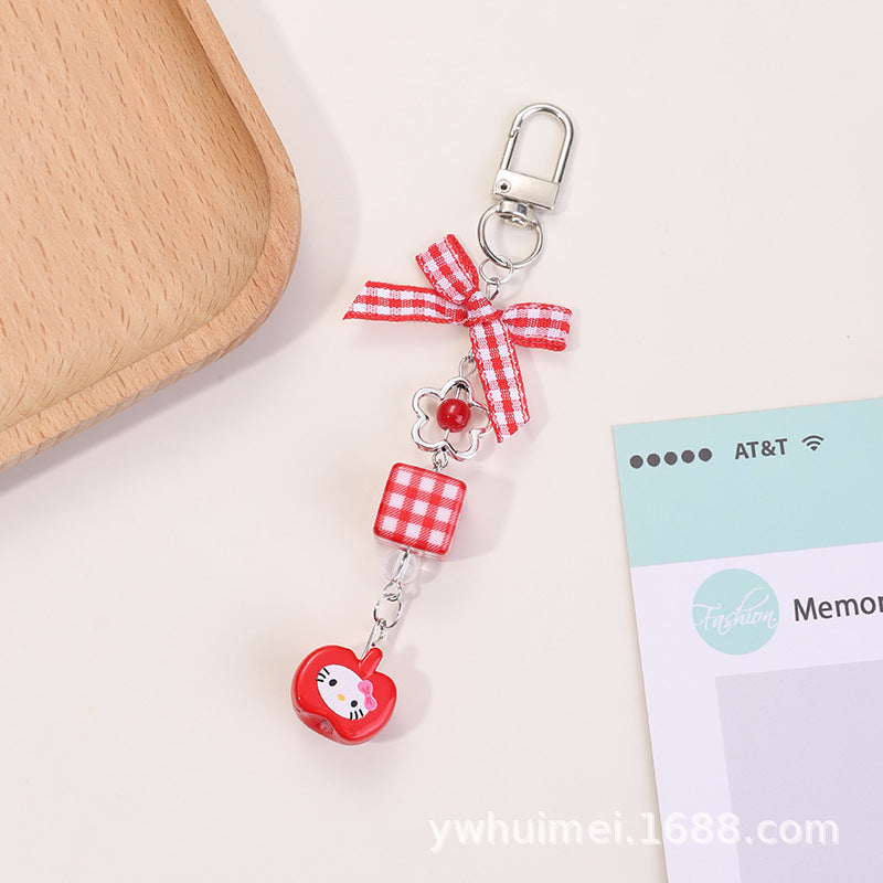 Wholesale Bow red apple keychain